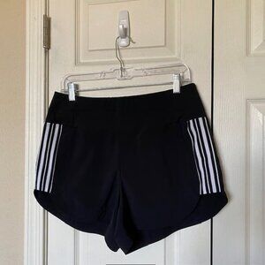 Athleta Ascender Pull-On Shorts Black w/White Side Stripe Stretch Women 10
